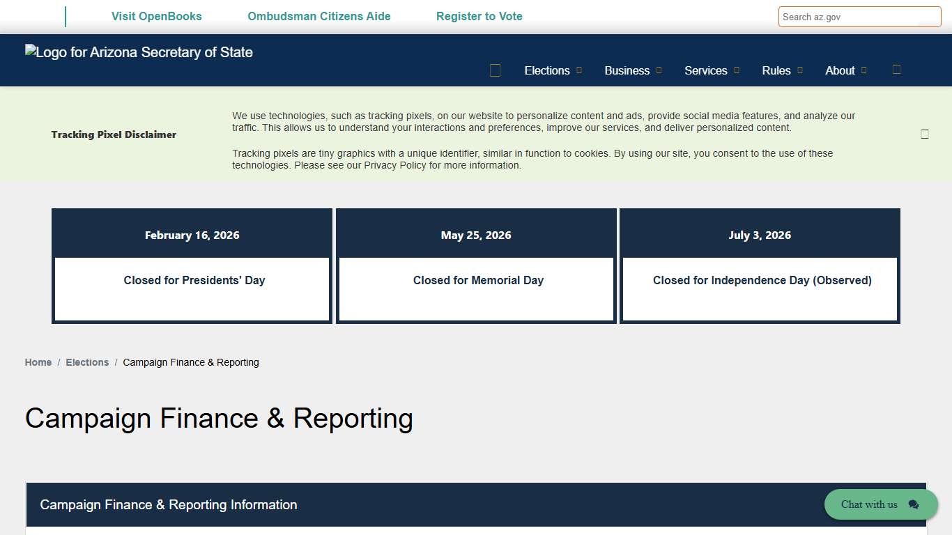 Campaign Finance & Reporting Arizona Secretary of State