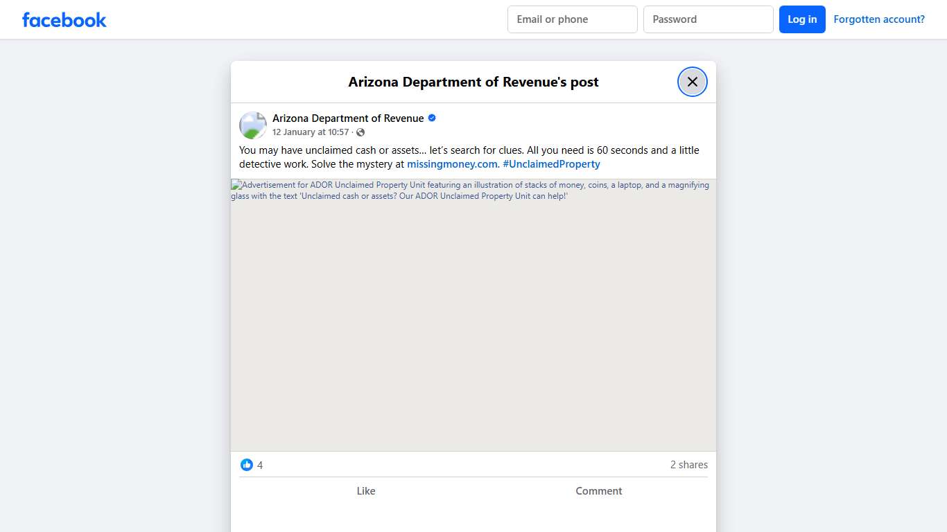 You may have unclaimed... - Arizona Department of Revenue Facebook